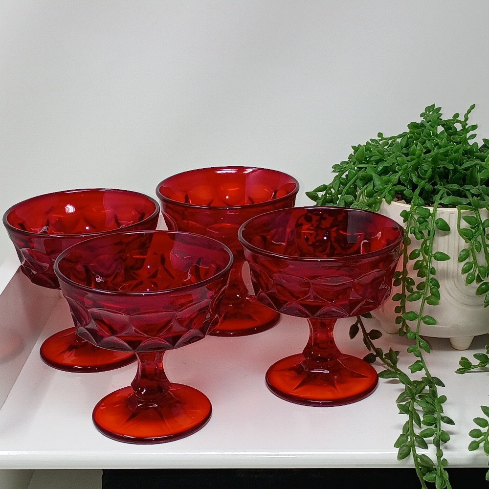 Noritake Perspective Ruby Red Compotes Set Of 4 - Picture 6 of 7